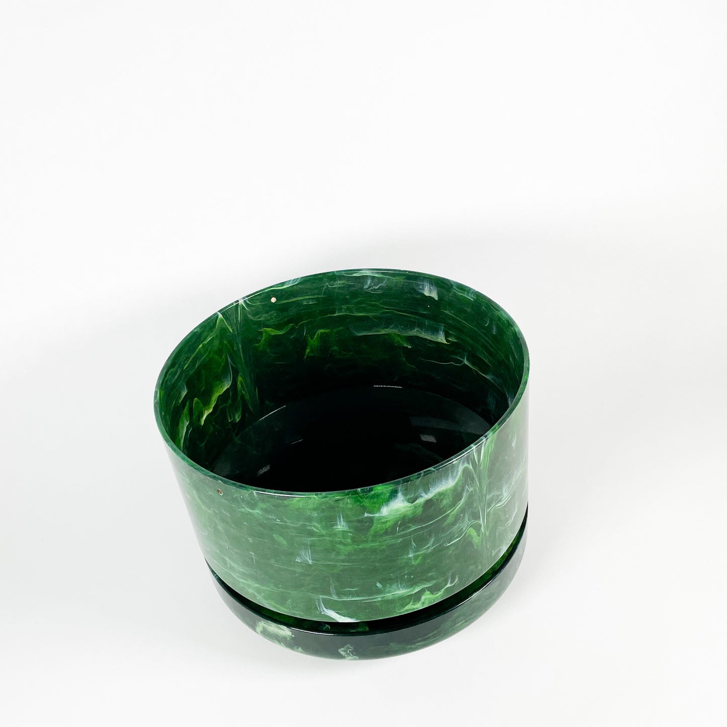 Large plastic marbled green planter