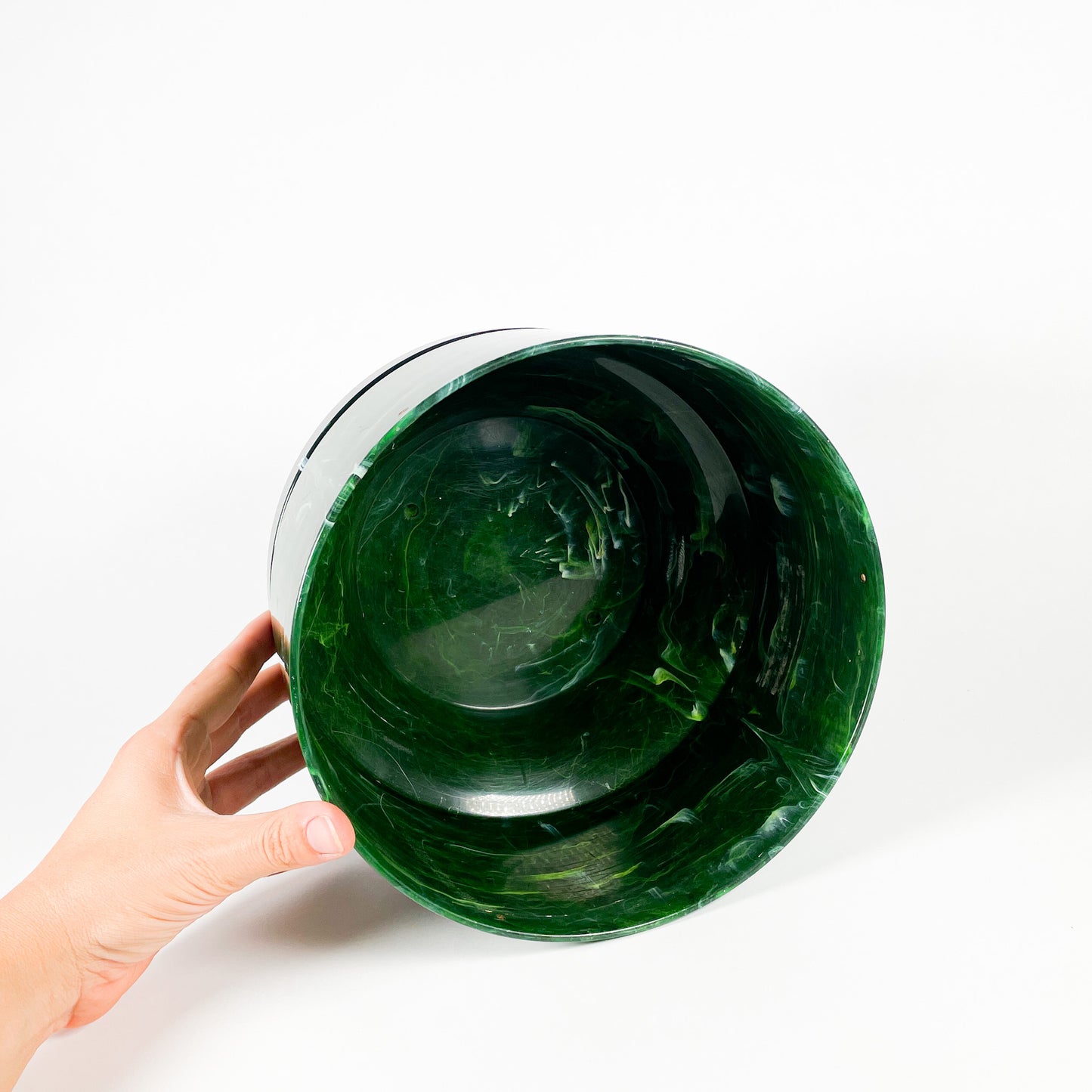 Large plastic marbled green planter