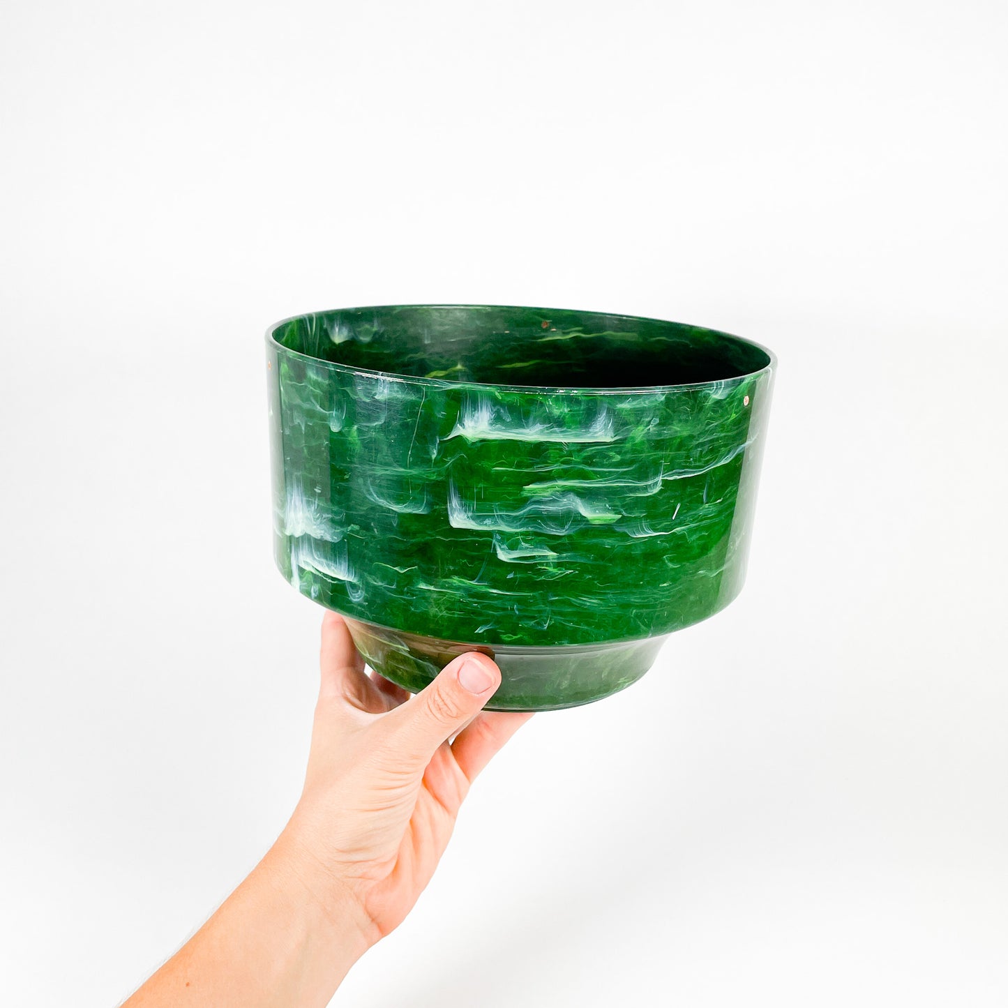 Large plastic marbled green planter