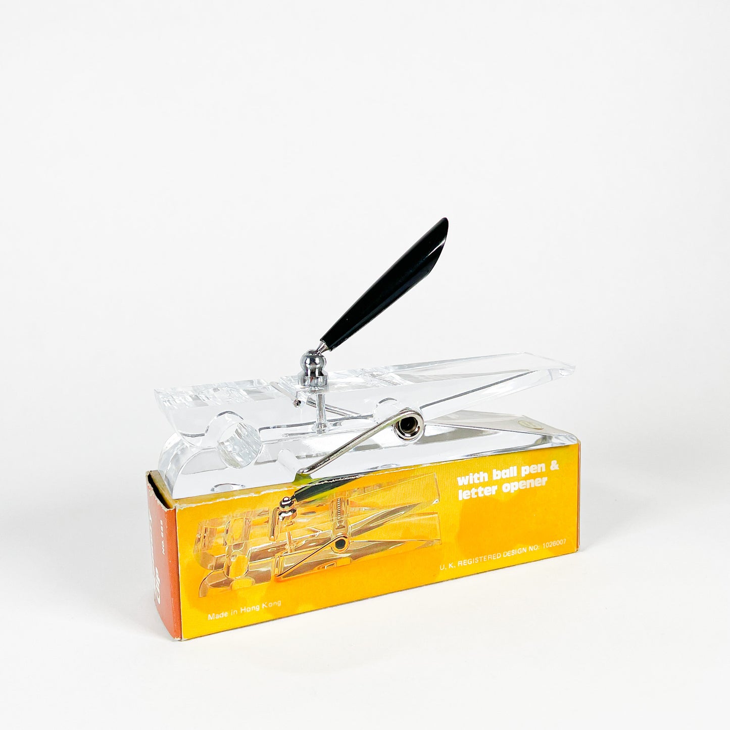 Pince en lucite et stylo/coupe-papier