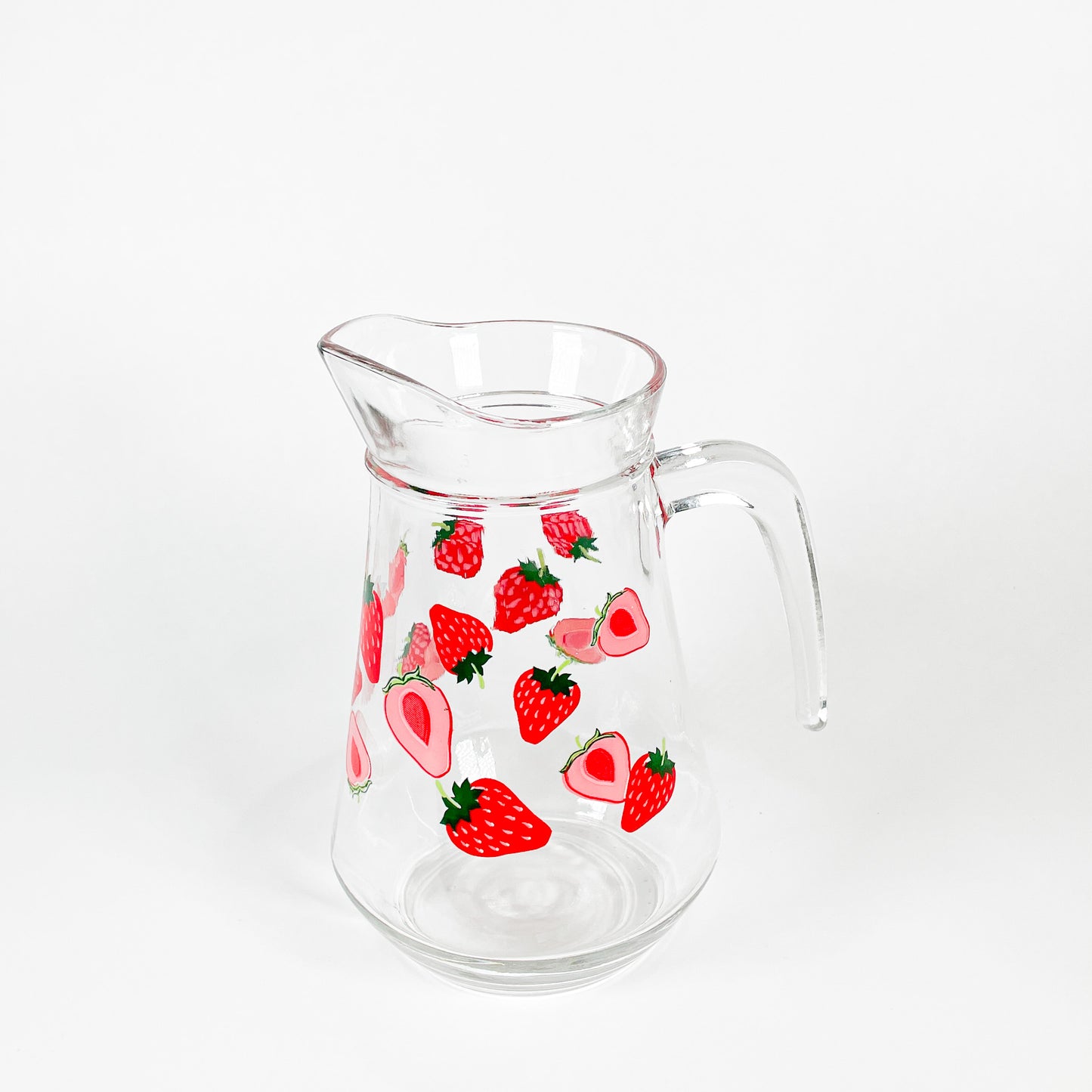 Strawberries glass pitcher