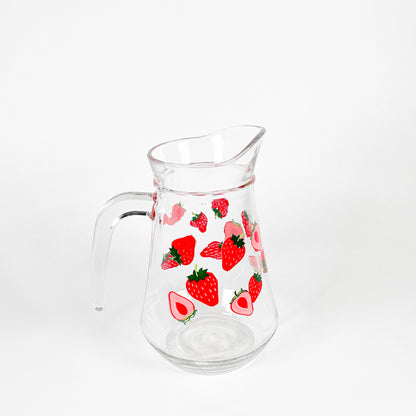 Strawberries glass pitcher