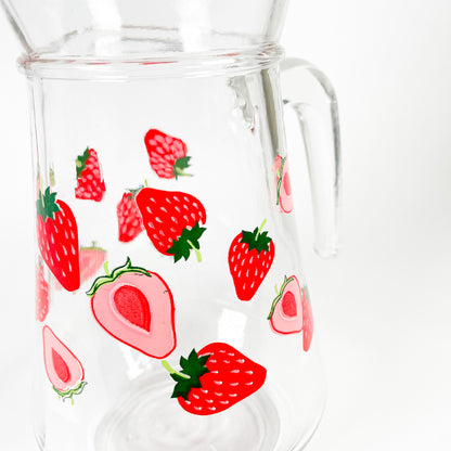 Strawberries glass pitcher