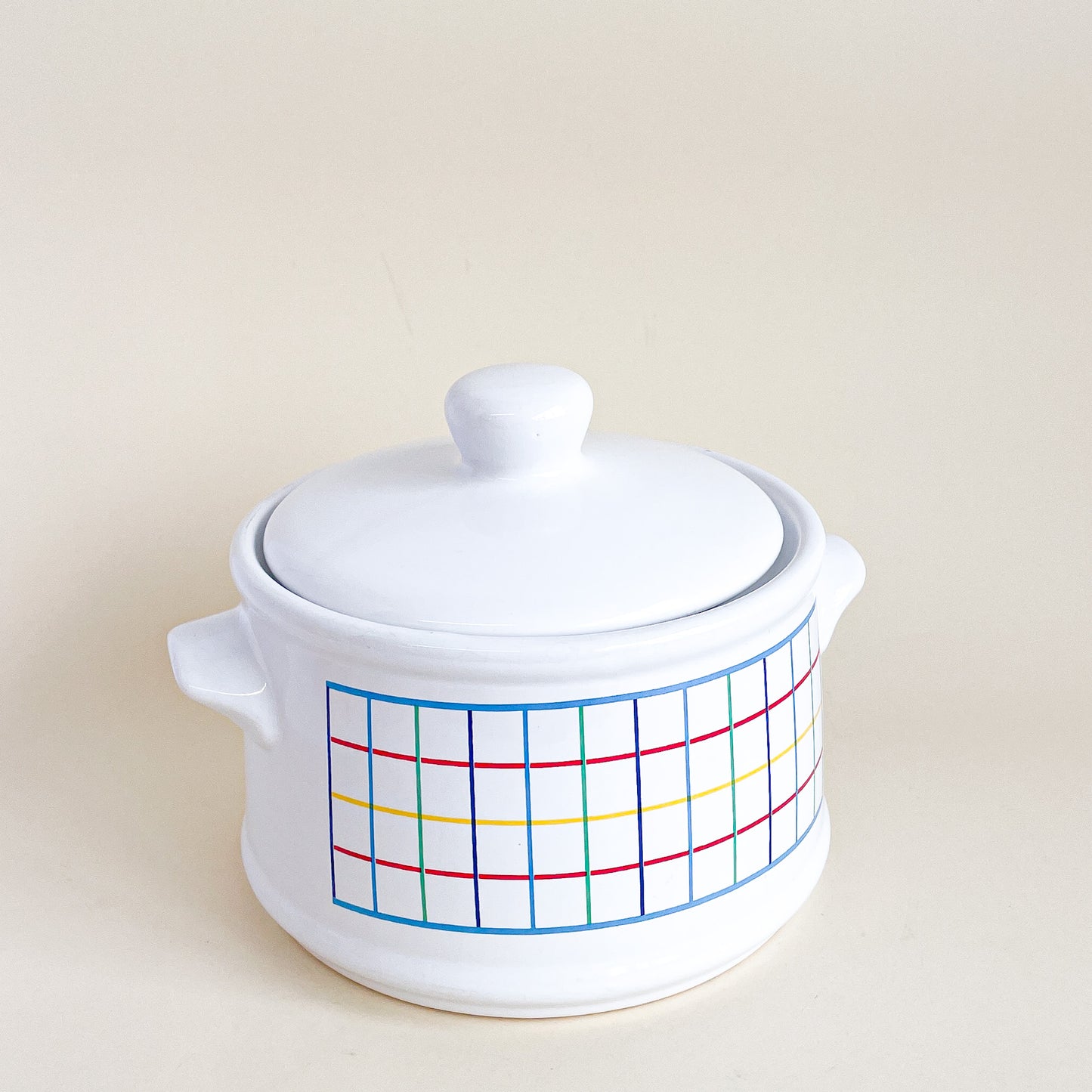 Gridded ceramic tureen