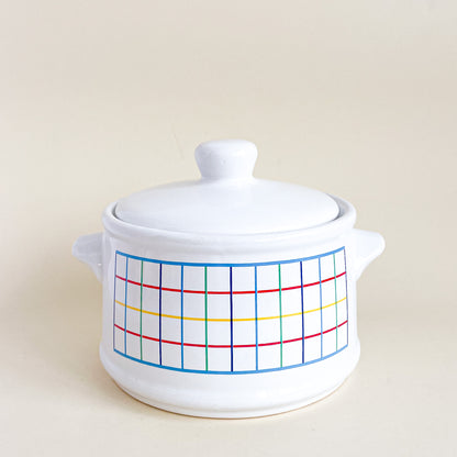 Gridded ceramic tureen