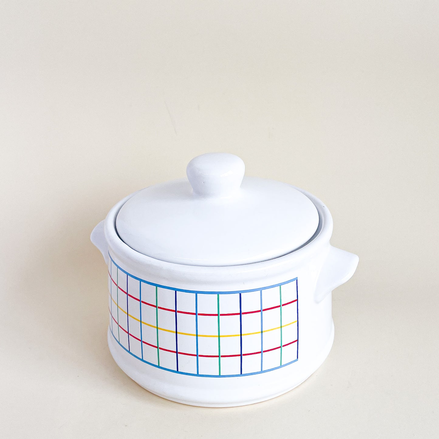 Gridded ceramic tureen