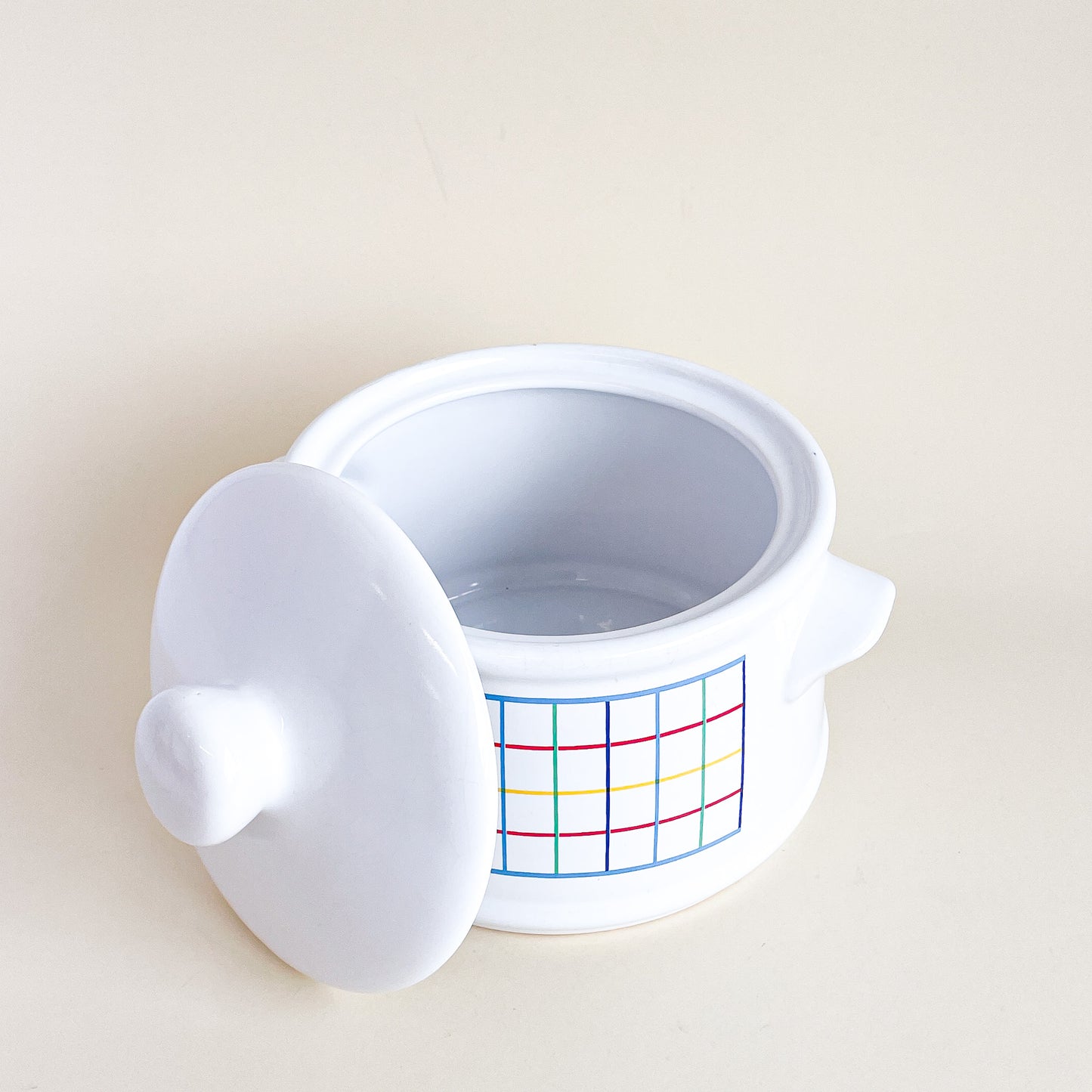 Gridded ceramic tureen