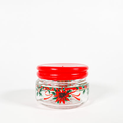 Small mistletoe leaf glass jar