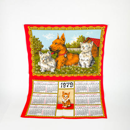 Calendrier en tissu 1979 chats et chiens