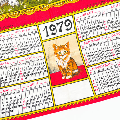 Calendrier en tissu 1979 chats et chiens