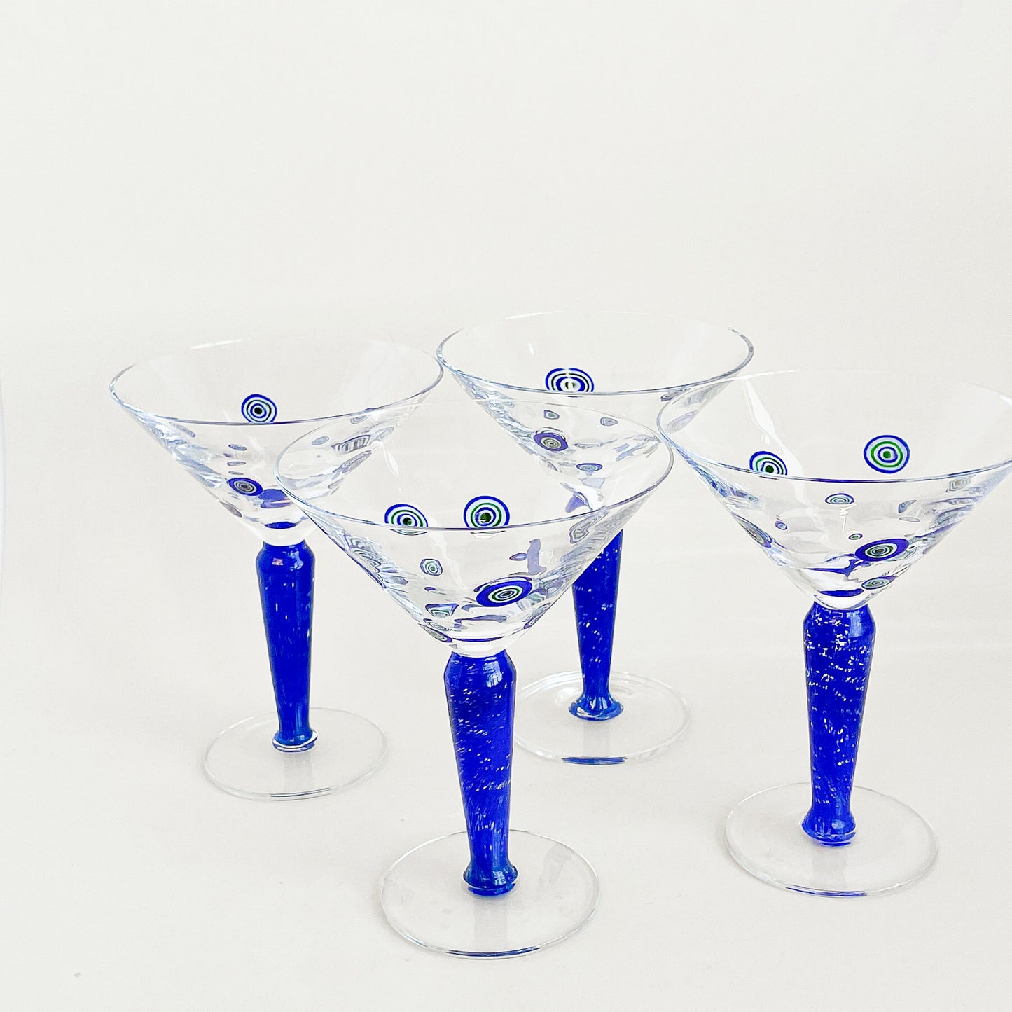 Blue millefiori martini glasses