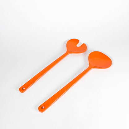 Orange melamine salad spoon set