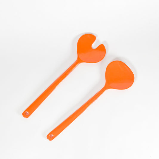 Orange melamine salad spoon set