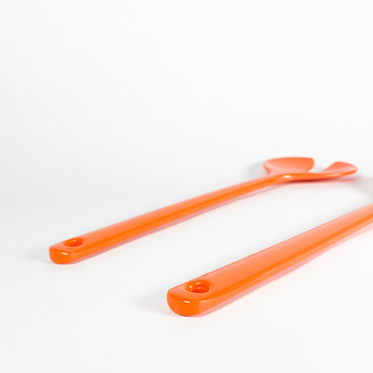 Orange melamine salad spoon set