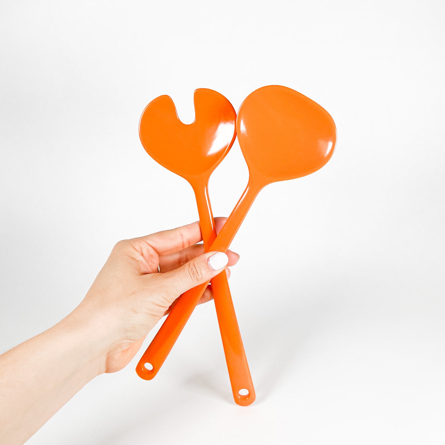 Orange melamine salad spoon set