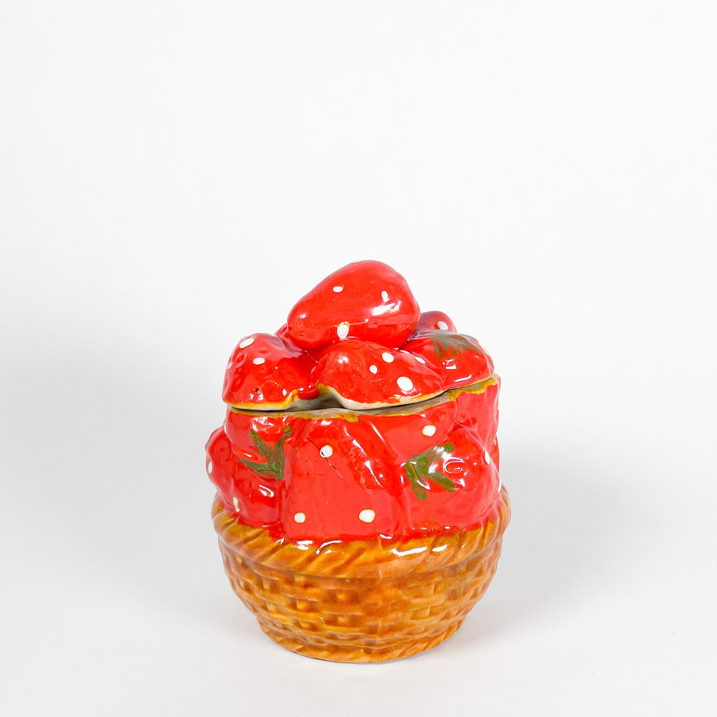 Ceramic strawberry sugar bowl