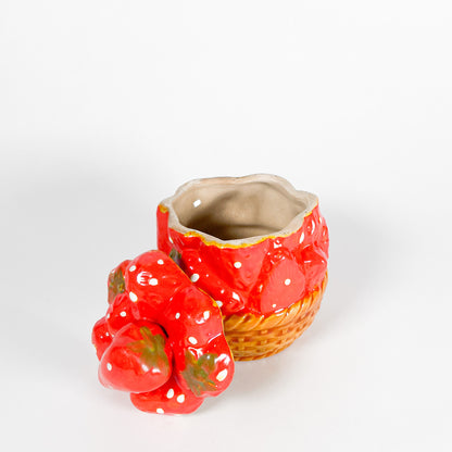 Ceramic strawberry sugar bowl