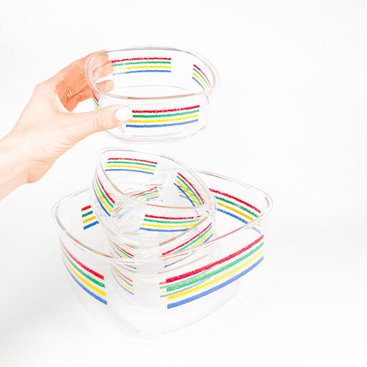 Coloful stripes acrylic salad bowls set