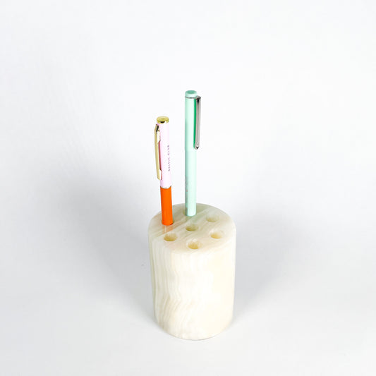 Cylindrical onyx pencil holder