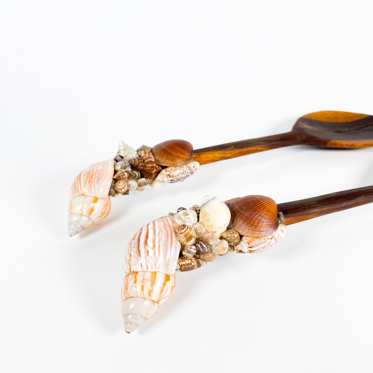 Wooden shell salad spoons