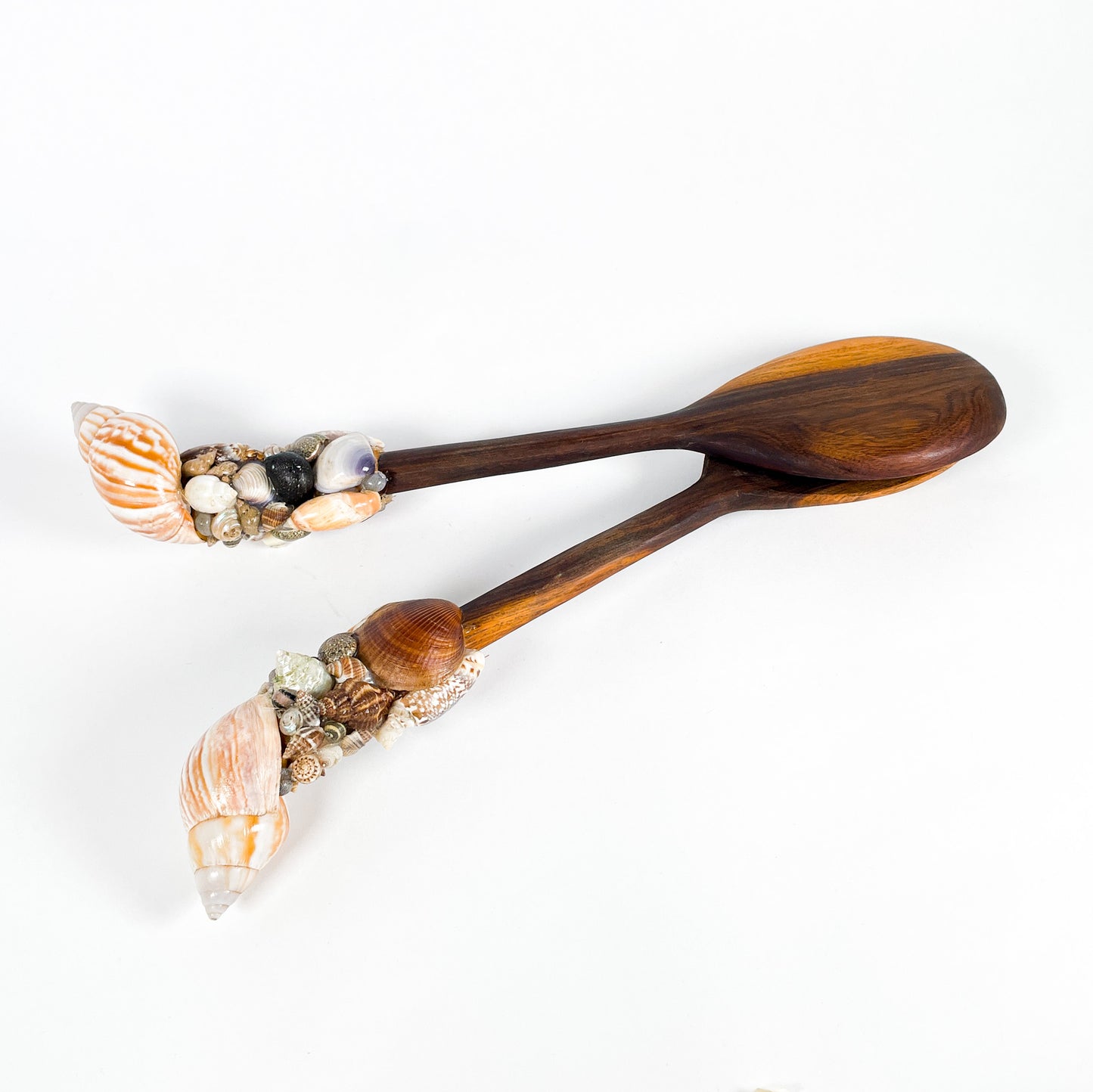 Wooden shell salad spoons