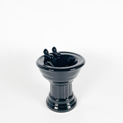 Black ceramic footed sink dish