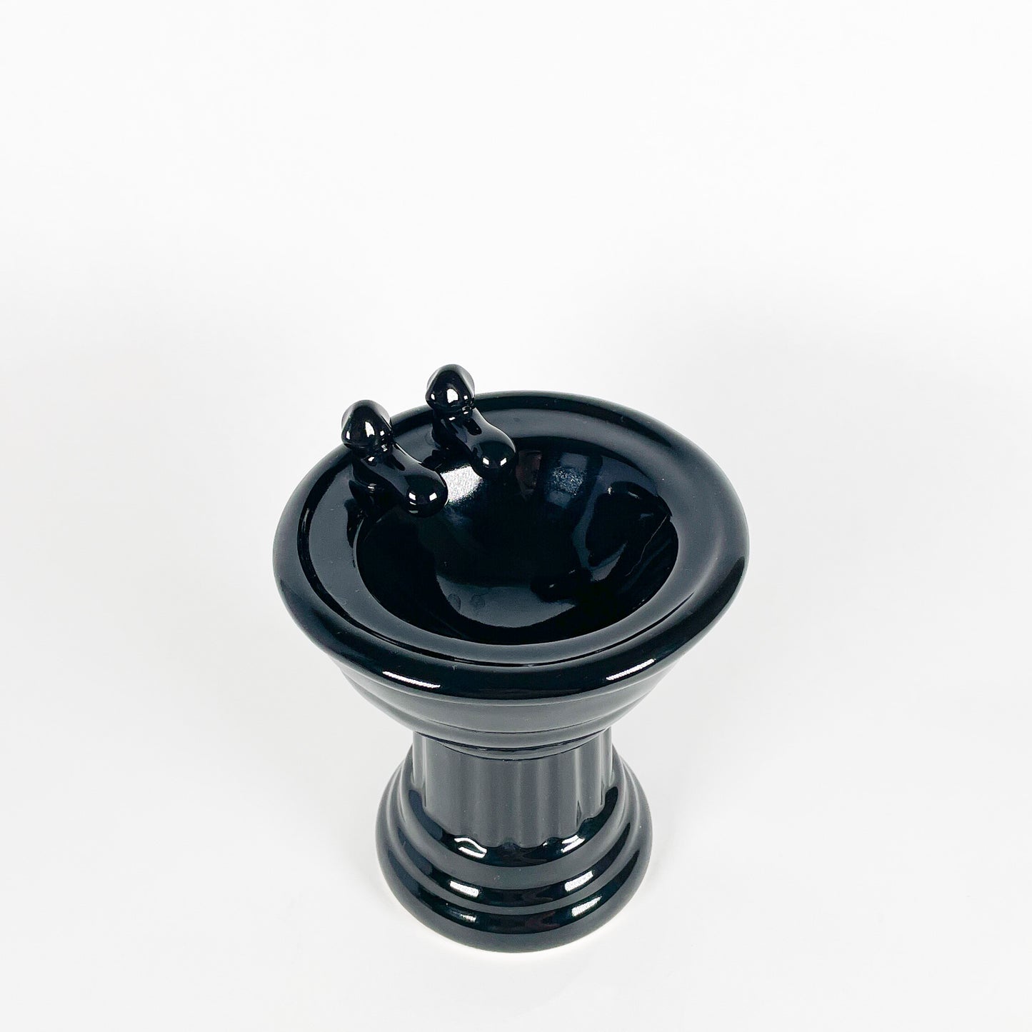 Black ceramic footed sink dish