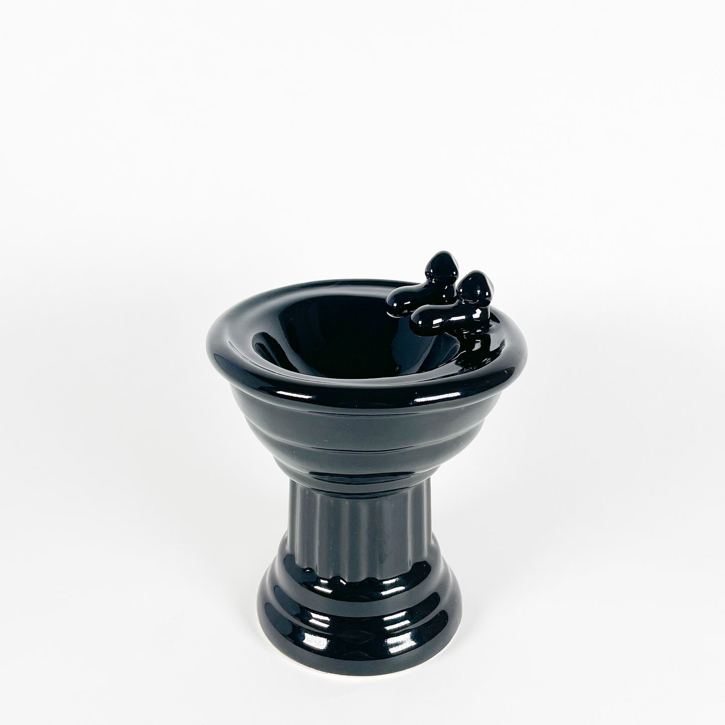 Black ceramic footed sink dish