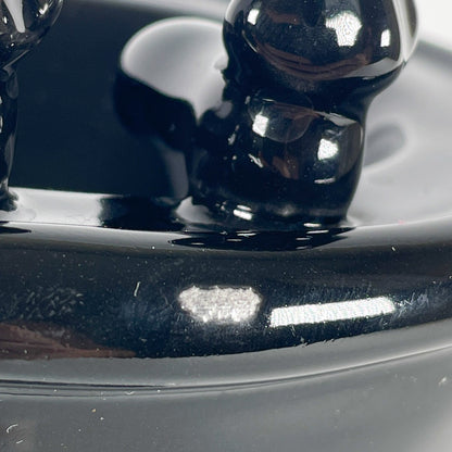 Black ceramic footed sink dish