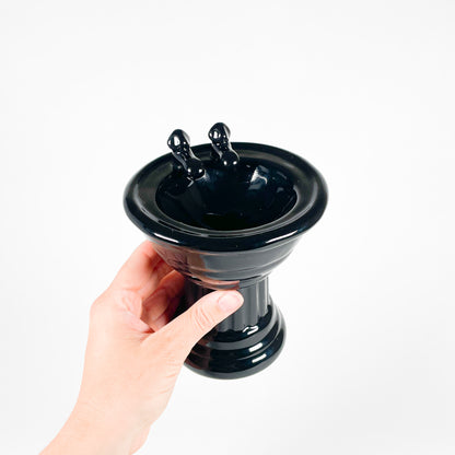 Black ceramic footed sink dish