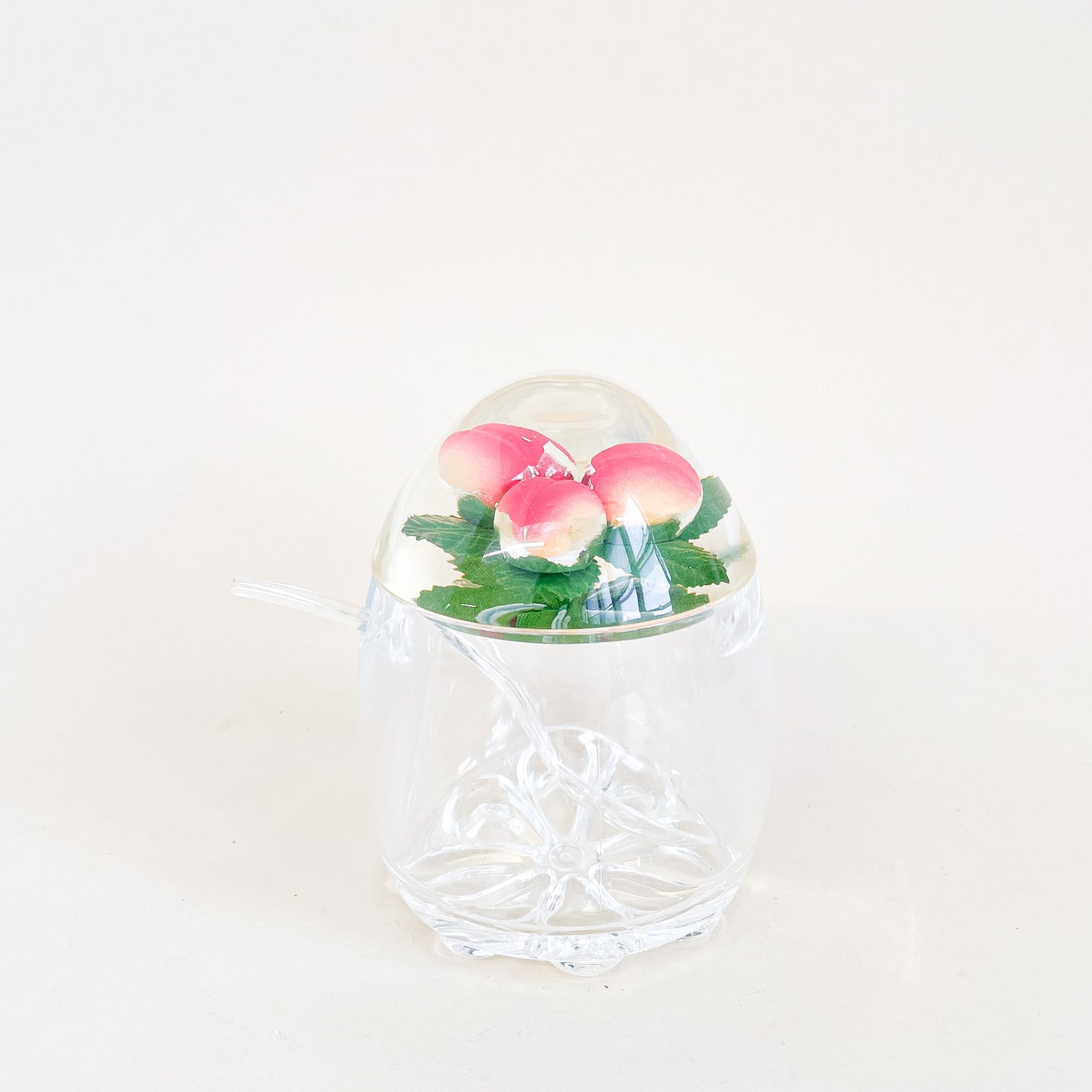 Peach lucite sugar bowl