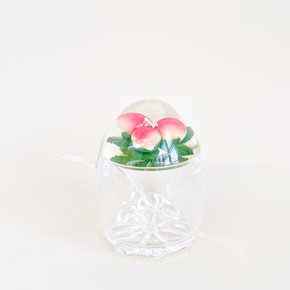 Peach lucite sugar bowl