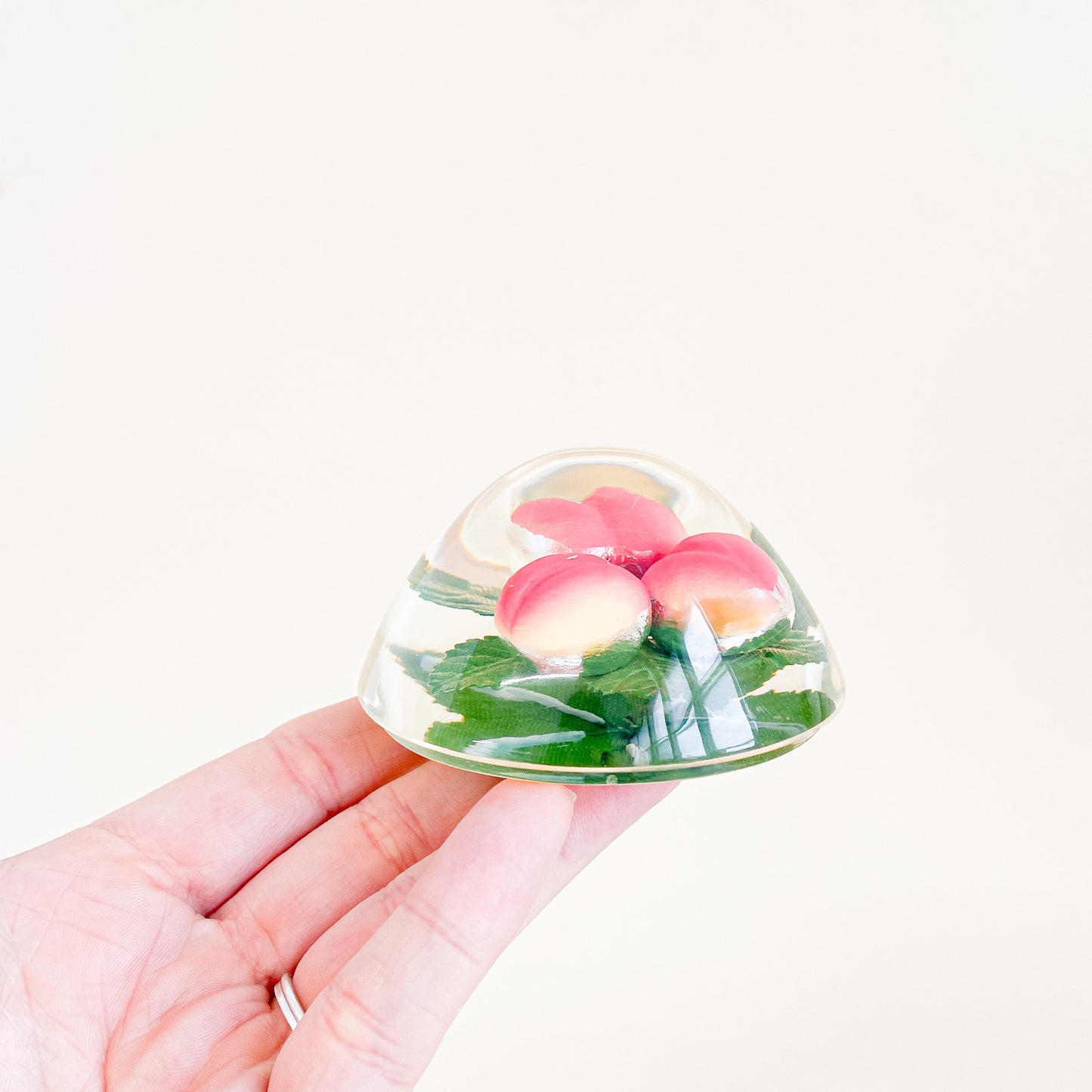 Peach lucite sugar bowl