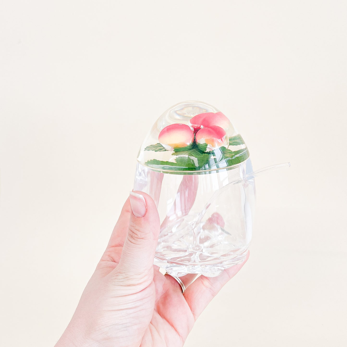 Peach lucite sugar bowl