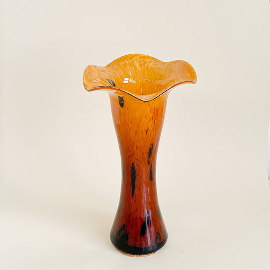 Amber blown glass vase