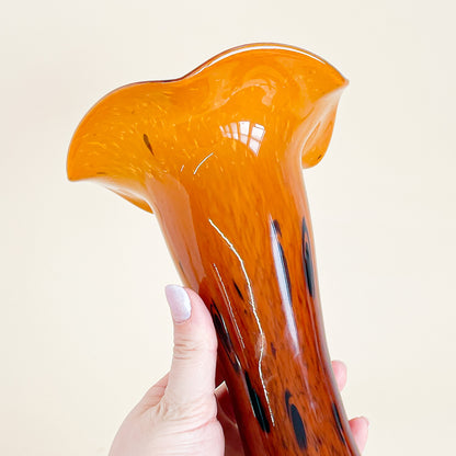 Amber blown glass vase