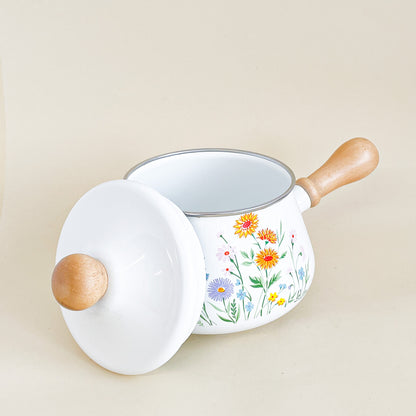 Pastel flowers fondue dish