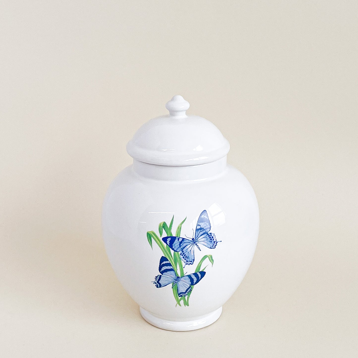 Butterfly ceramic ginger jar