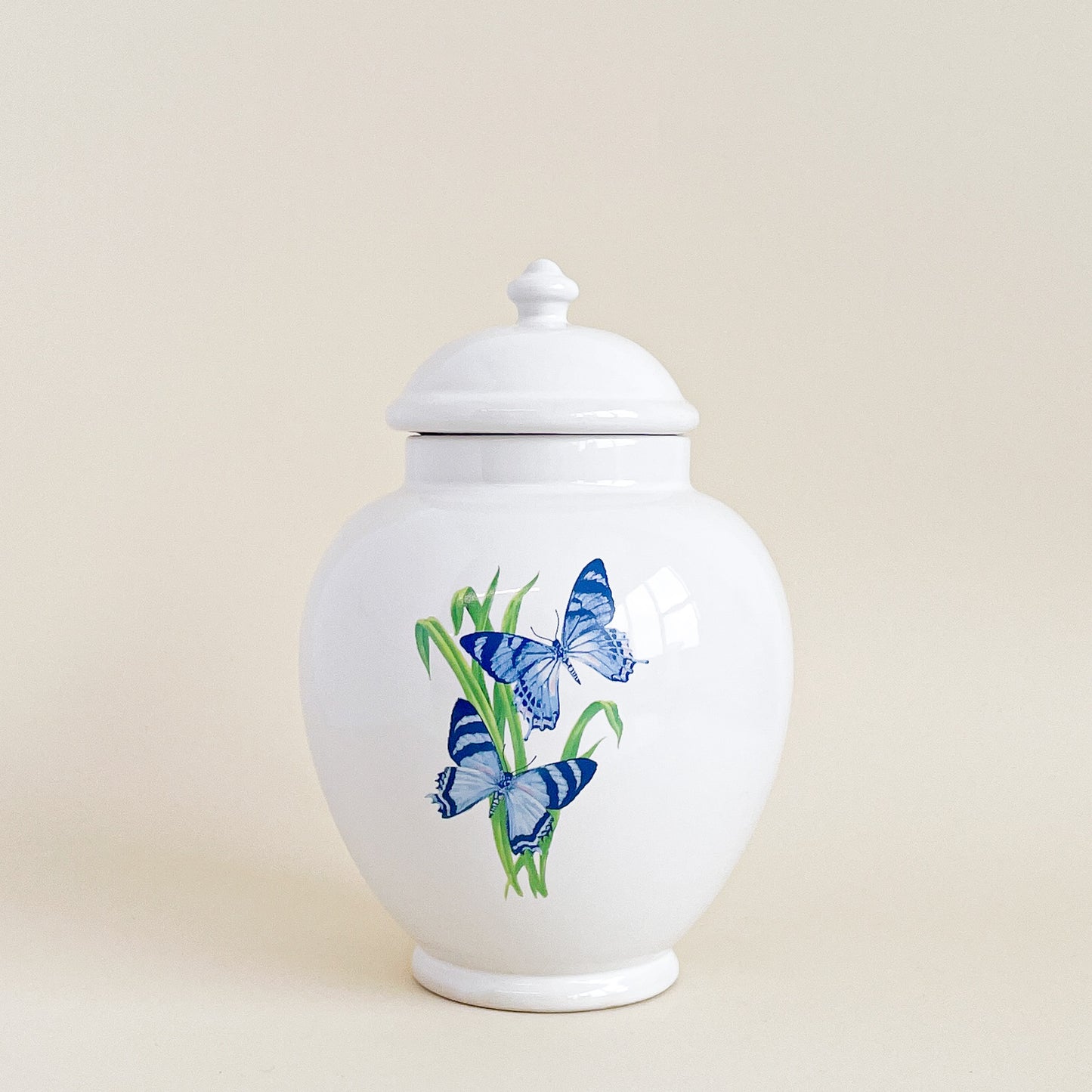 Butterfly ceramic ginger jar