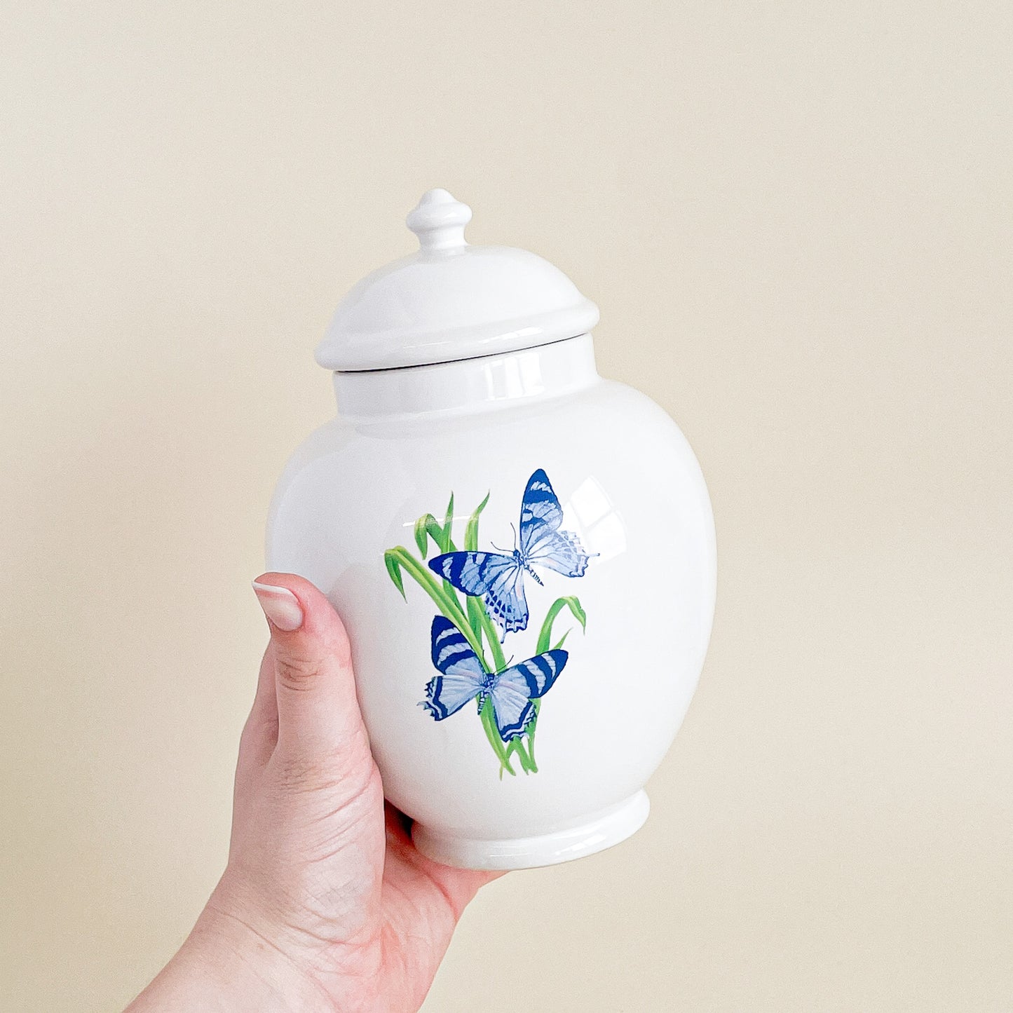 Butterfly ceramic ginger jar