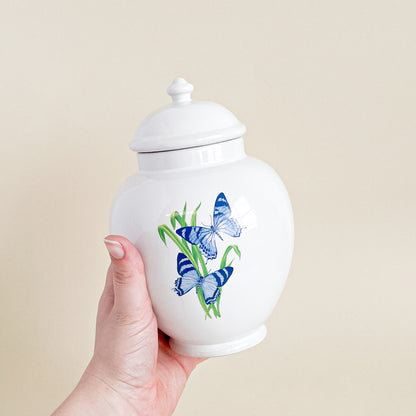 Butterfly ceramic ginger jar