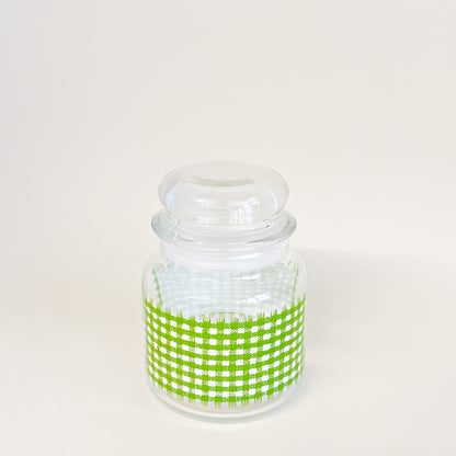 Green houndstooth glass jar