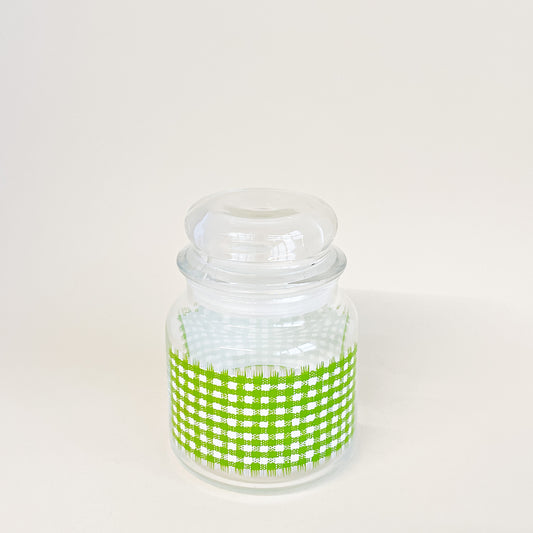 Green houndstooth glass jar