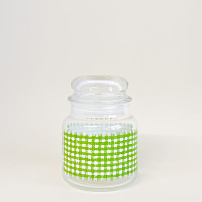 Green houndstooth glass jar