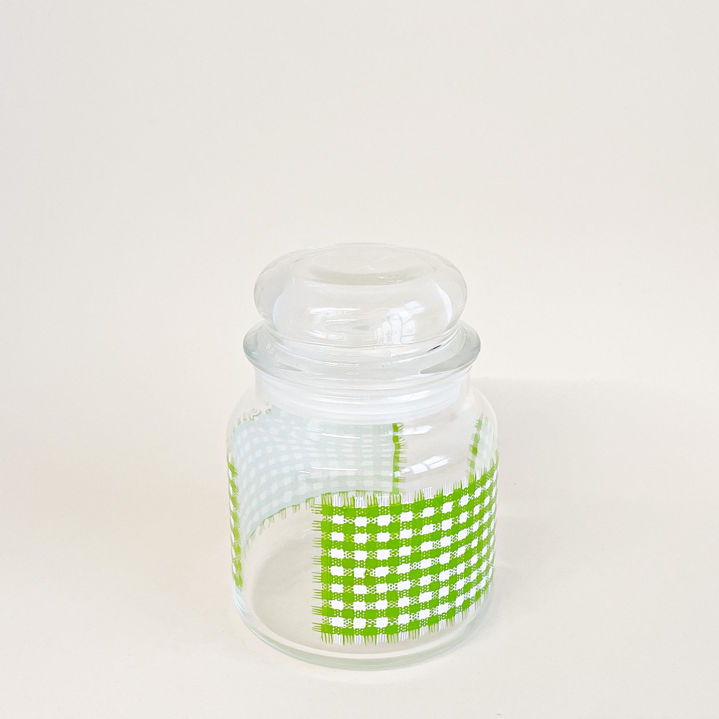 Green houndstooth glass jar