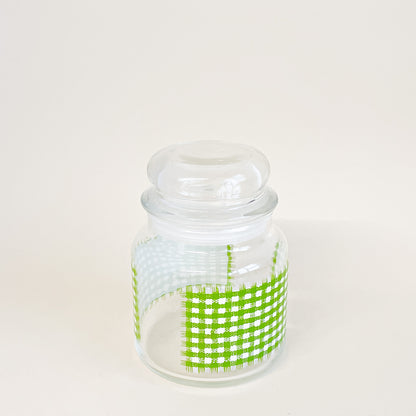 Green houndstooth glass jar