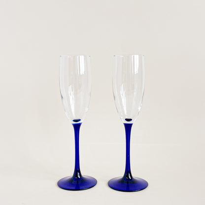 Cobalt blue Luminarc champagne flutes