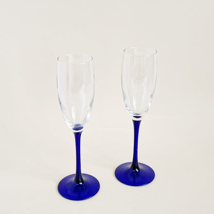 Cobalt blue Luminarc champagne flutes