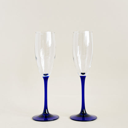 Cobalt blue Luminarc champagne flutes