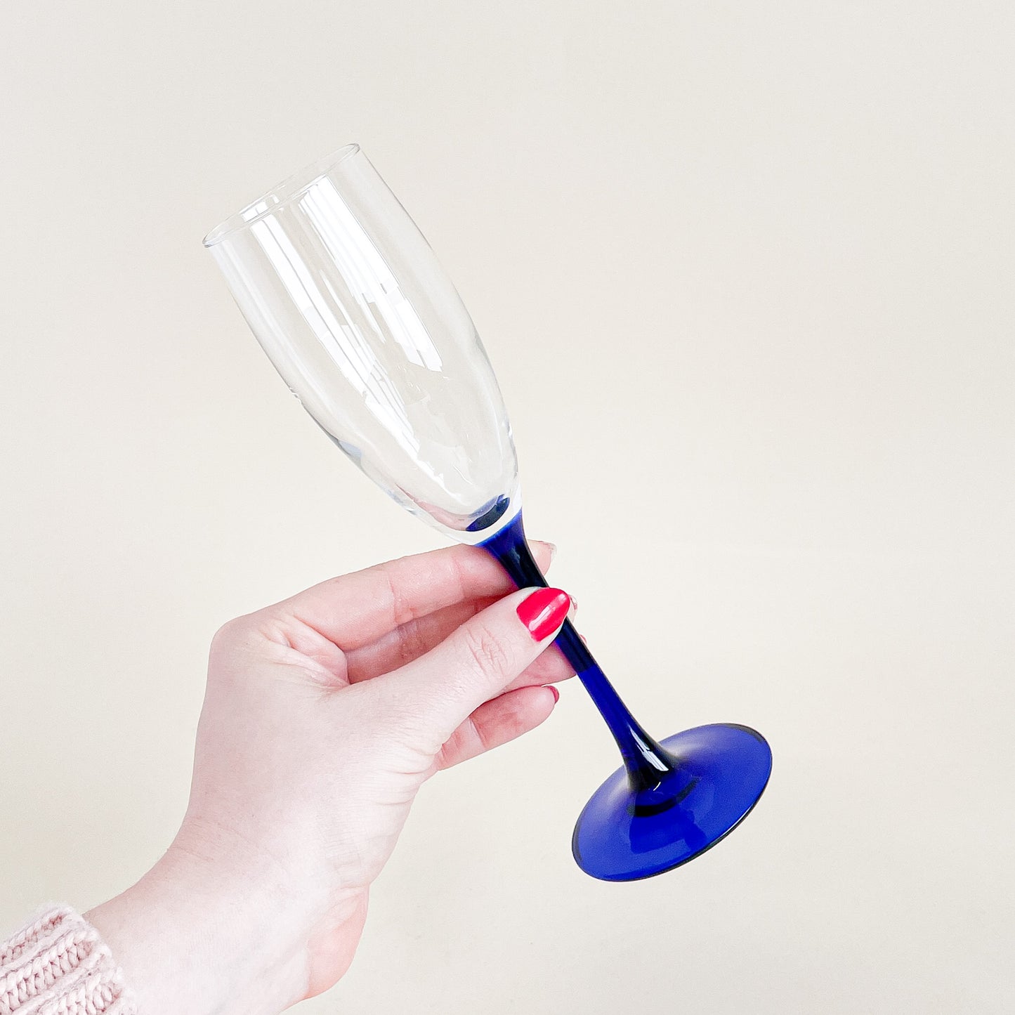 Cobalt blue Luminarc champagne flutes